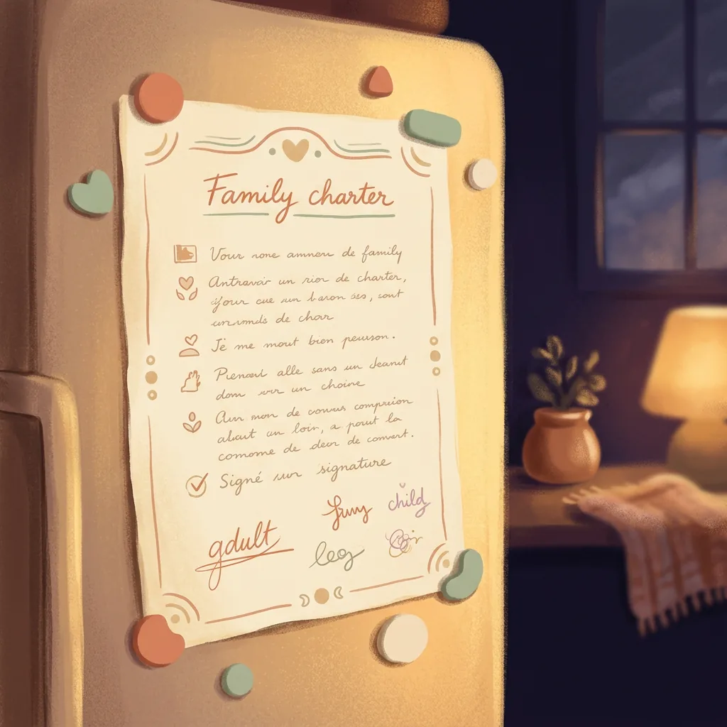Une charte de famille illustrée, signée par petits et grands